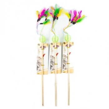 Catlife Tüylü Toplu Kedi Oltası Ahşap Saplı