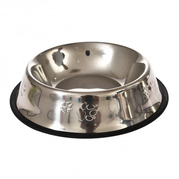 Çelik Kaymaz Tabanlı Kabartmalı Oval Mama ve Su Kabı 8 Oz
