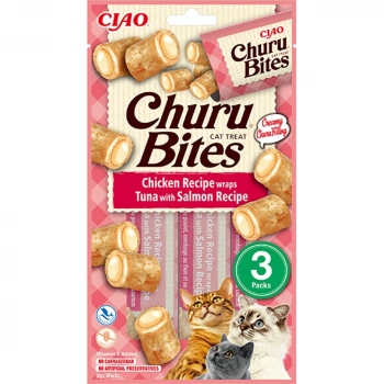 Churu Bites Tavuk Sargılı, Ton Balıklı ve Somonlu Kedi Ödül Maması 3x10 GR.