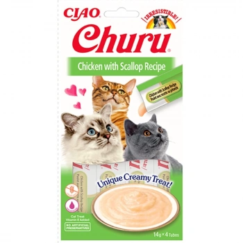 Churu Cream Tavuklu ve Deniz Taraklı Kedi Ödül Kreması 4x14 GR.