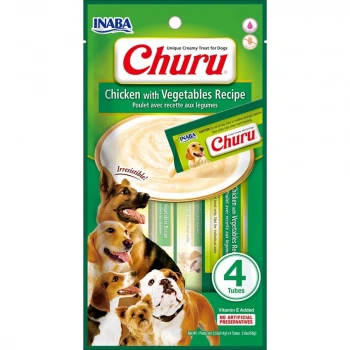 Churu Sebzeli ve Tavuklu Tamamlayacı Köpek Ödül Maması 4 x 14 Gr