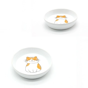 Daisy Kedi Figürlü Porselen Mama ve Su Kabı 14*4 cm