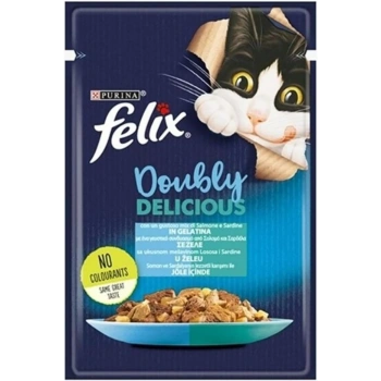 Felix Pouch Doubly Delicious Somon ve Sardalyalı Yaş Kedi Maması 85 Gr