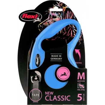 Flexi New Classic Otomatik Şerit Gezdirme Kayışı 5m (Mavi) [M]