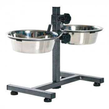 Flip İkili Ayarlanır 1920 ml Çelik Mama Kabı ve Standı