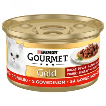 Gourmet Gold Parça Etli Sığır Etli Kedi Konservesi 85 Gr