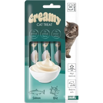 M-Pets Creamy Somon Balıklı Biftekli Kedi Ödülü 4*15 gr