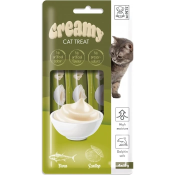 M-Pets Creamy Ton Balıklı Deniz Taraklı Kedi Ödülü 4*15 gr