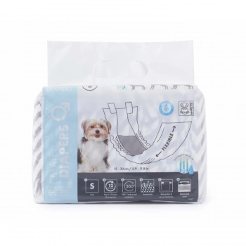 M-Pets Diapers Erkek Köpekler İçin Külot Bez 15-30cm [S] (12li)