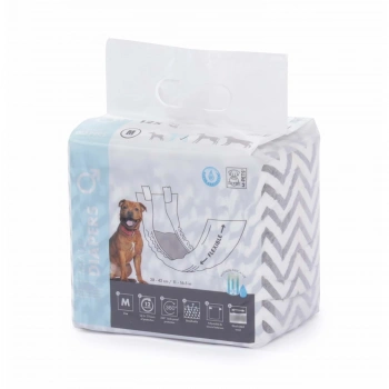 M-Pets Diapers Erkek Köpekler İçin Külot Bez 28-42cm [M] (12li)
