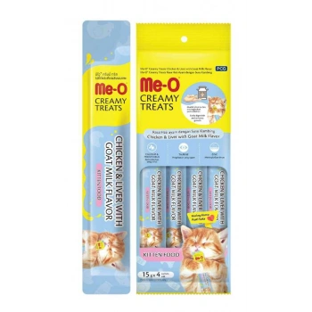 Me-O Creamy Treats Ciğerli Keçi Sütlü Sıvı Yavru Kedi Ödülü 4x15gr
