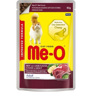 Me-O Dana Etli ve Kuzu Etli Yetişkin Kedi Pouch 80gr