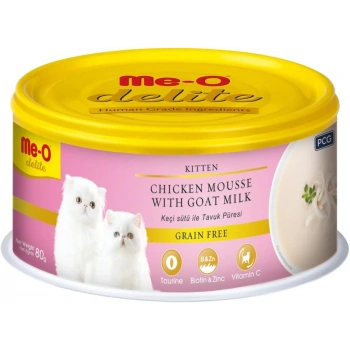 Me-O Delite Keçi Sütü ve Tavuk Püreli Tahılsız Yavru Kedi Konservesi 80gr