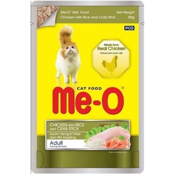 Meo Pouch Tavuklu Pirinçli ve Yengeçli Kedi Konservesi 80gr