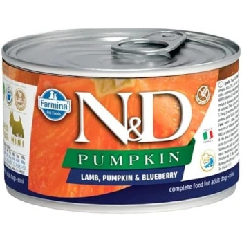 N&D Pumpkin Bal Kabaklı Kuzulu ve Yaban Mersinli Küçük Irk Tahılsız Yetişkin Köpek Konservesi 140gr