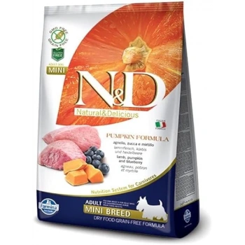 N&D Pumpkin Bal Kabaklı Kuzulu ve Yaban Mersinli Küçük Irk Tahılsız Yetişkin Köpek Maması 2,5kg