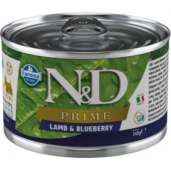 ND Prime Tahılsız Kuzu Eti ve Yaban Mersinli Yetişkin Yetişkin Köpek Konservesi 140gr