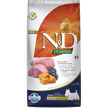 N&D Pumpkin Bal Kabaklı Kuzulu ve Yaban Mersinli Küçük Irk Tahılsız Yetişkin Köpek Maması 7kg