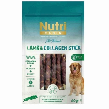 Nutri Canin Kuzu Eti Sargılı Kolajen Çubuk Tahılsız Köpek Et Ödülü 80 Gr.