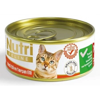 Nutri Feline Hindi Etli ve Tavşan Etli Yetişkin Kedi Konservesi 85gr