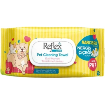 Reflex Care Nergis Kokulu Kedi ve Köpekler için Temizleme Mendili (50li)