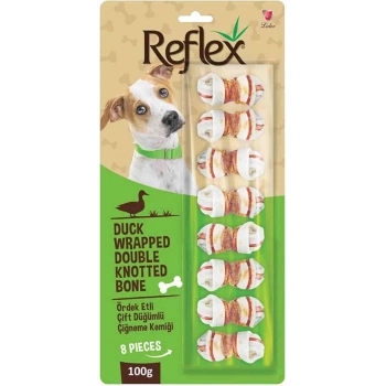Reflex Ördek Eti Sargılı Çift Düğümlü Köpek Çiğneme Kemiği 100gr (8li)