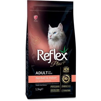 Reflex Plus Hairball&Indoor Somonlu Yetişkin Kedi Maması 1,5kg
