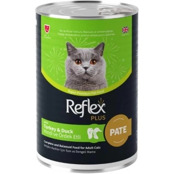 Reflex Plus Parça Etli Hindi ve Ördekli Ezme Yetişkin Kedi Konservesi 395gr