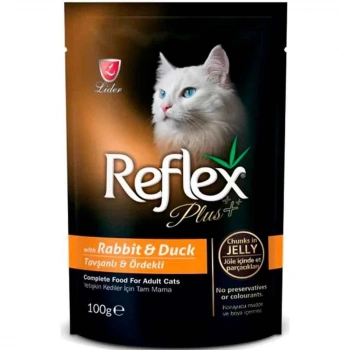 Reflex Plus Pouch Parça Etli Tavşanlı ve Ördekli Kedi Konservesi 100gr