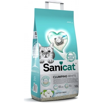 Sanicat Clumping White Cotton Fresh Oksijen Kontrol Kedi Kumu 10 Lt