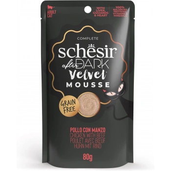 Schesir After Dark Pouch Tavuk ve Sığır Etli Tahılsız Yetişkin Kedi Konservesi 80gr
