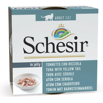 Schesir Ton Balığı ve Sarı Kuyruk Balıklı Jöleli Kedi Konservesi 85 Gr