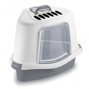 STEFANPLAST SPRINT CORNER PLUS BEYAZ/GRİ KEDİ TUVALETİ 56x40x40CM