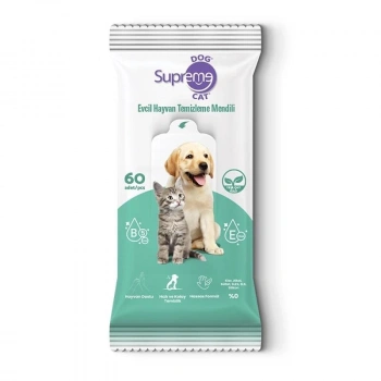Supreme Yeşil Çaylı Kedi Ve Köpek Temizleme Mendili 60 adet
