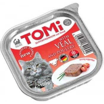 Tomi Pate Dana Etli ve Kümes Hayvanlı Yetişkin Kedi Konservesi 100gr