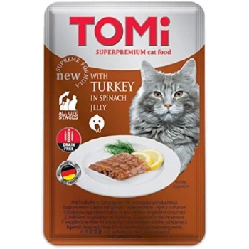 Tomi Pate Hindili ve Ispanaklı Yetişkin Kedi Konservesi 100gr