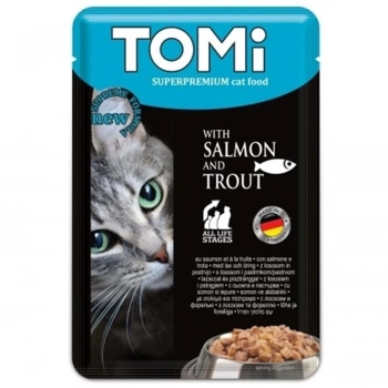 Tomi Pouch Somon ve Alabalıklı Yetişkin Kedi Konservesi 100gr