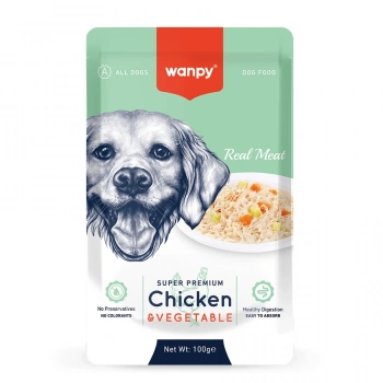 Wanpy 100g Pouch Tavuk&Sebze Yaş Köpek Maması