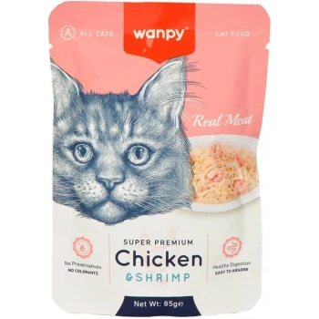 Wanpy 85 gr Pouch Tavuklu & Karidesli Yaş Kedi Maması