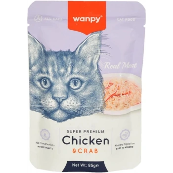 Wanpy 85 gr Pouch Tavuklu & Yengeçli Yaş Kedi Maması