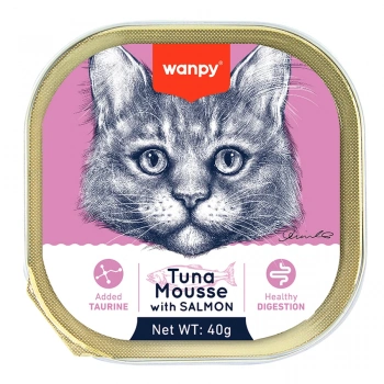 Wanpy Mousse Kedi 40g Ton Balıklı & Somonlu Alutray Yaş Mama