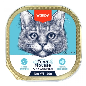 Wanpy Mousse Kedi 40g Ton & Morina Balıklı Alutray Yaş Mama