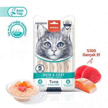 Wanpy Skin&Coat Ton Balığı&Somonlu Kedi Ödülü 5x14gr
