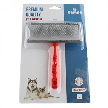 Zampa Slikon Top Başlıklı Kedi ve Köpek Fırçası Large 14x11.5cm, Kırmızı