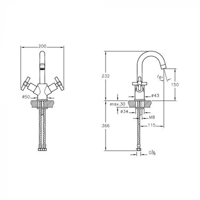 VitrA Juno A4086226 Lavabo Bataryası, Bakır