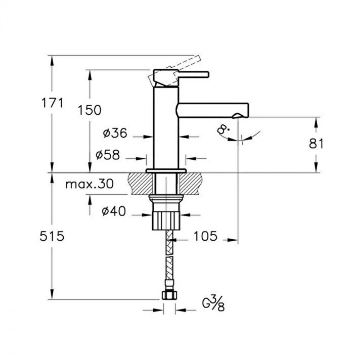 VitrA Origin A42555 Lavabo Bataryası, Kısa, Krom
