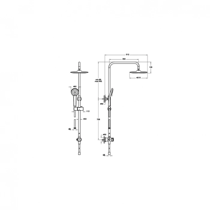 VitrA 3C A4579836EXP  Shower Column, Matt Black