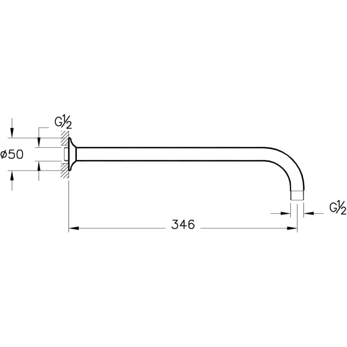 VitrA A45652 Duş Başlığı Dirseği Uzun Duvardan Krom
