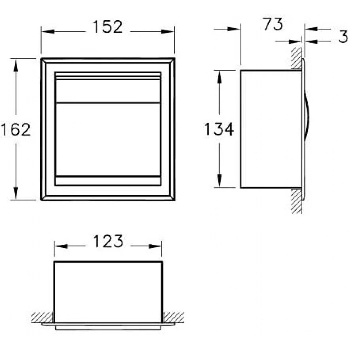 VitrA Arkitekta A44415 Ankastre Tuvalet Kağıtlığı, Tekli, Kapaklı
