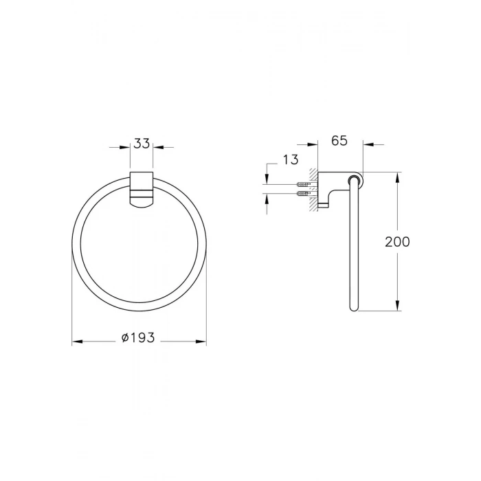 VitrA Base A4407236 700 Halka Havluluk, Siyah